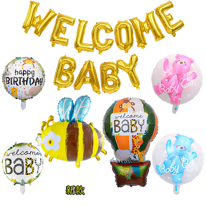 El género del globo de película de aluminio de WELCOME BABY revela la bola en la bola, el niño niña da la bienvenida a la decoración del pastel del bebé
