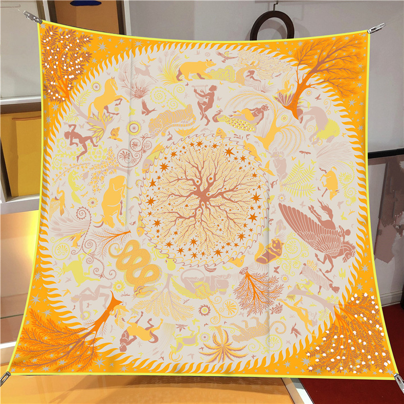 Scialle sottile da donna in twill di seta stampato in stile etnico, sciarpa alla moda per la mamma, sciarpa quadrata_voghion.com