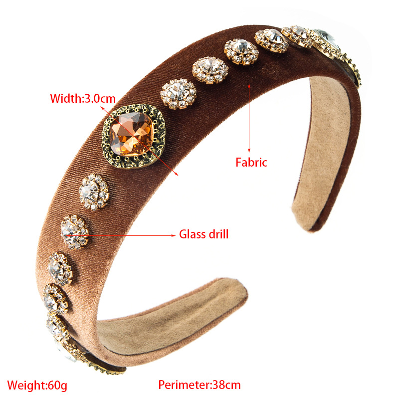 Heming Headband Baroque Vintage Glass Drill Flannel Headband European And American Fashion Face Wash Hair Bands Internet Celebrity Same Hairpin display picture 1
