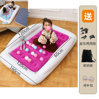 Vehicle-mounted inflatable bed Trains and Vehicles - large-inflatable-bed-for-kids-suitable-for-home-and-car-use-white-and-rose-red-removable-center-pad