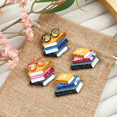 New Enamel Rhinestone Three-Book Shaped: Yaxa sancaqları