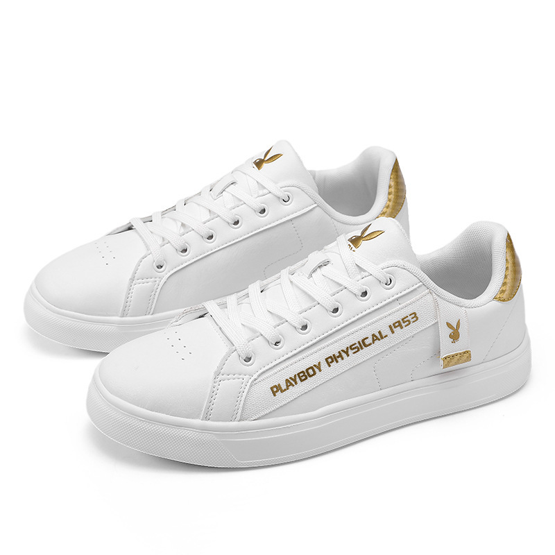 Playboy Men's Shoes 2025 New Korean Style Sneakers Spring Men's Lightweight Breathable Deodorant Easiest for Match White Shoes