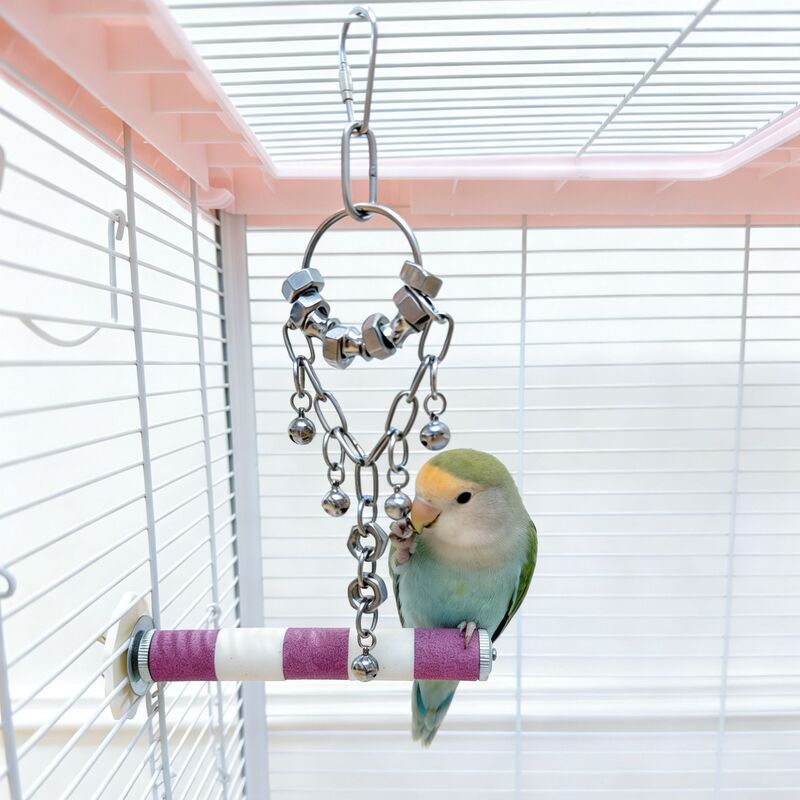 Parrot Cage Hanging Decoration 304 Stainless Steel Bell Toy for Small Sun Conures and Monk Parrots, Chewing Toy for Boredom Relief, Bird Cage Decoration Bell