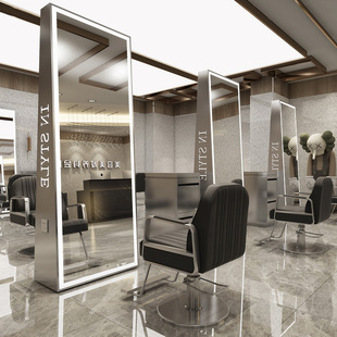 Barber Shop Special Hairdressing Mirror Single and Double-Sided Floor-Standing Hairdressing Mirror with Light Mirror Wall-Mounted Hair Salon Led Mirror