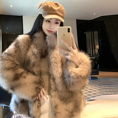 仿狐狸毛外套女冬季新款短款环保皮草毛毛绒大衣