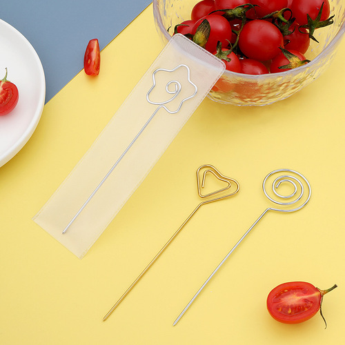 Creative 304 stainless steel fruit pick Japanese cocktail decoration signature holder household simple fruit fork