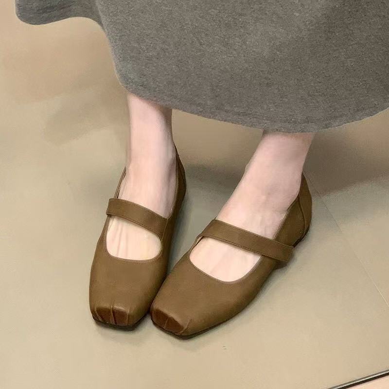 2025秋季方头复古暗黑芭蕾舞鞋女外穿仙女平底单鞋一脚蹬玛丽珍鞋|undefined