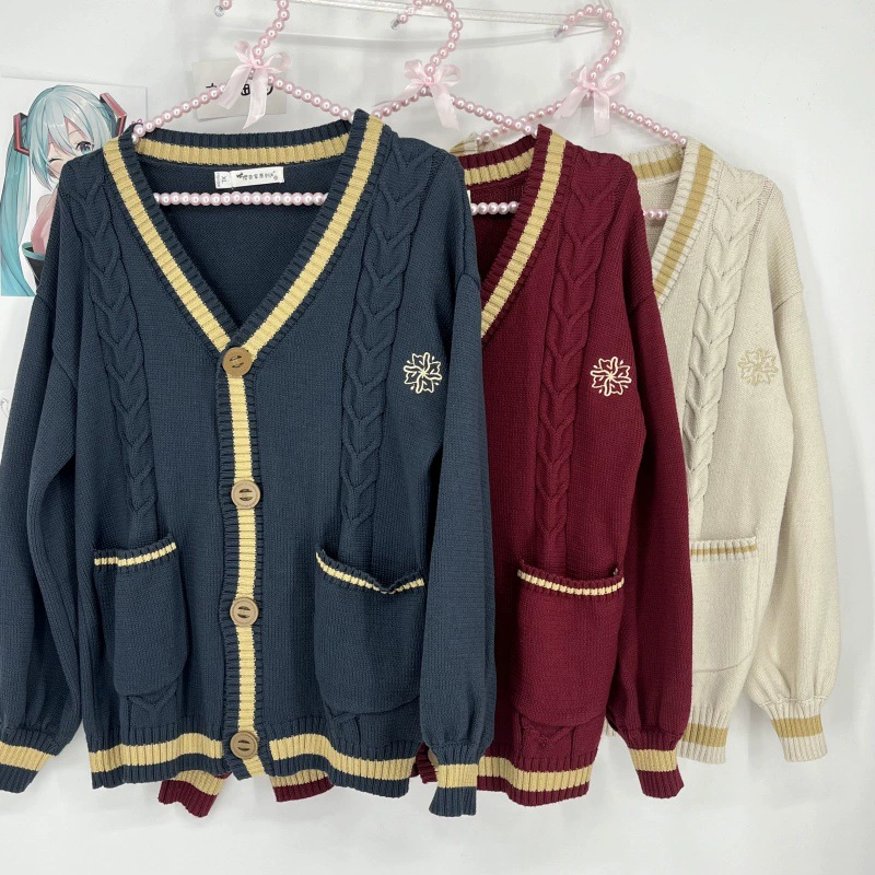 [Суй Сакура] Оригинальный JK свитер кардиган с длинными рукавами свитер