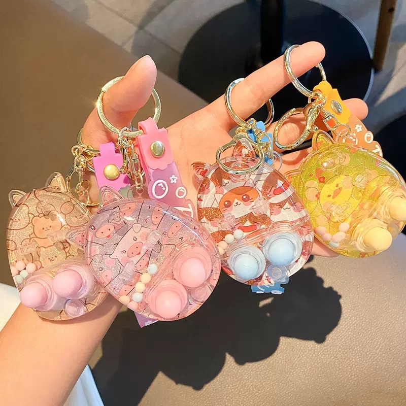 Keychain Small Gift Wholesale Boutique Girl Decompression Water Shooting Game Console Creative Educational Cartoon Children