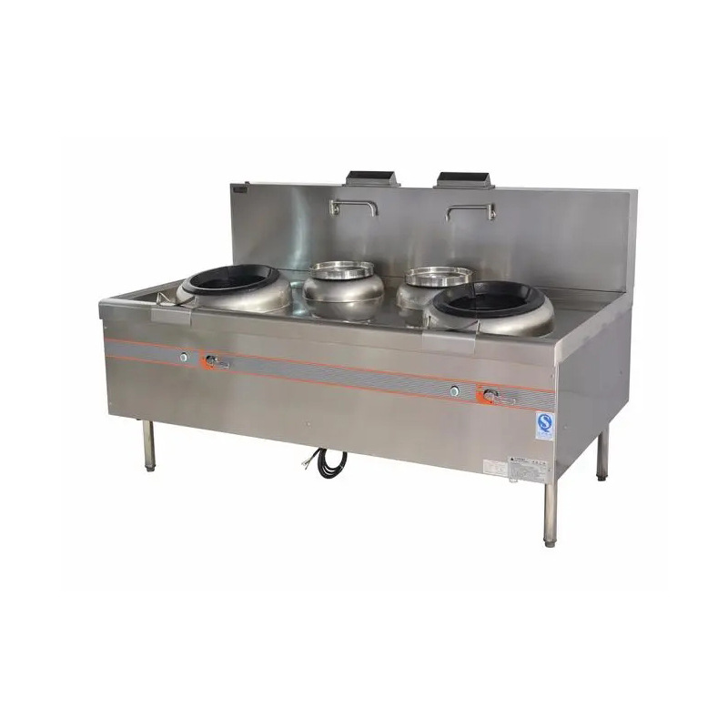 商用燃气双头双尾小炒炉单位食堂饭店立式大功率双眼双炒炉灶厂家