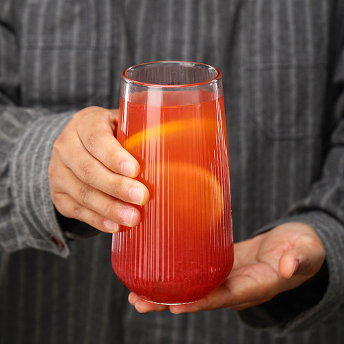 High-looking Japanese-style vertical pattern water drop cup cold drink bubble juice breakfast cup latte coffee heat-resistant glass cup