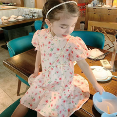 Girls' Cheongsam Summer Chinese Style Children's 2022 New Ancient Costume Dress Baby Princess Chiffon Dress 77035