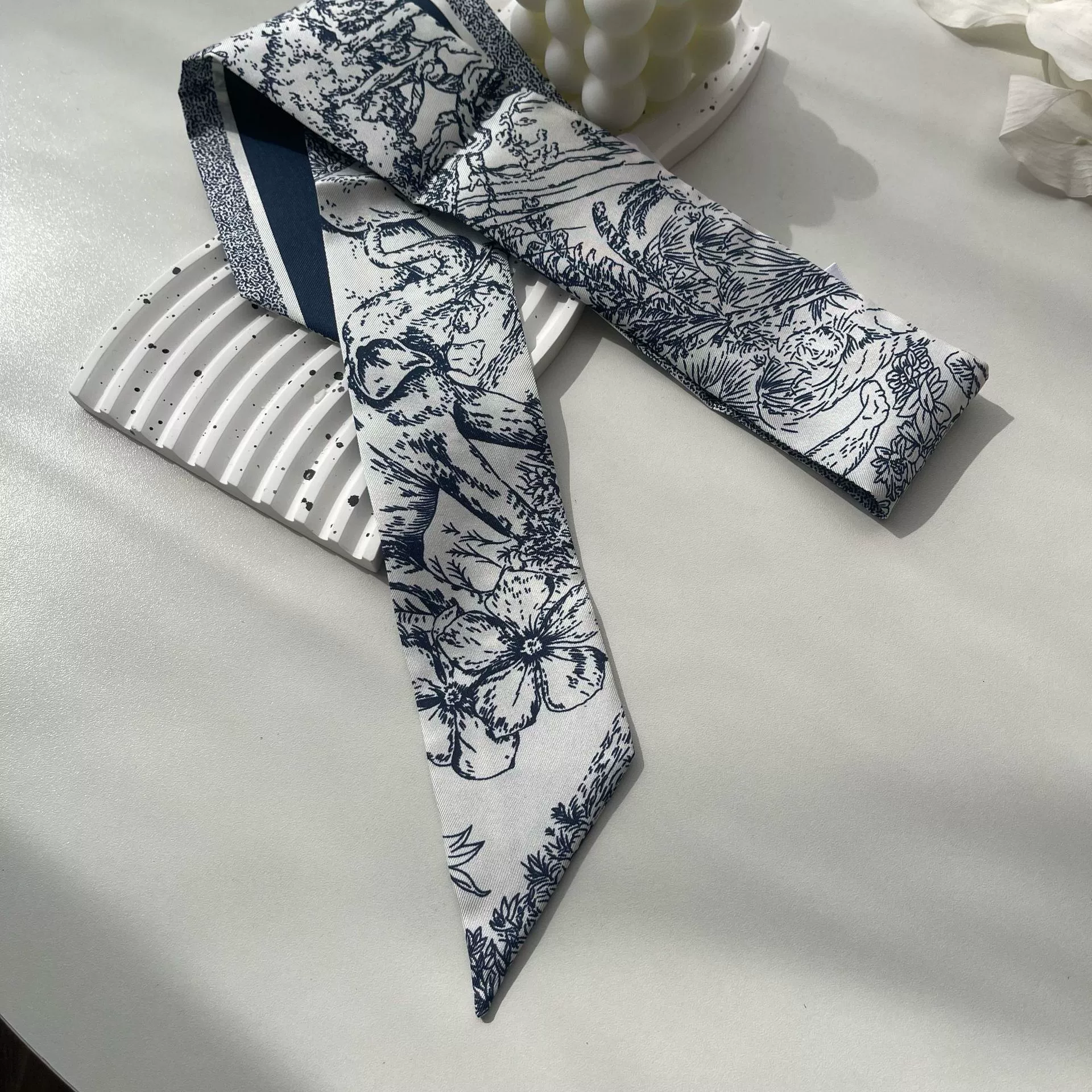 Quality Jungle Elephant Ribbon Twill Silk Mulberry Silk Long Strip Small Silk Scarf Women's Kissing Ribbons