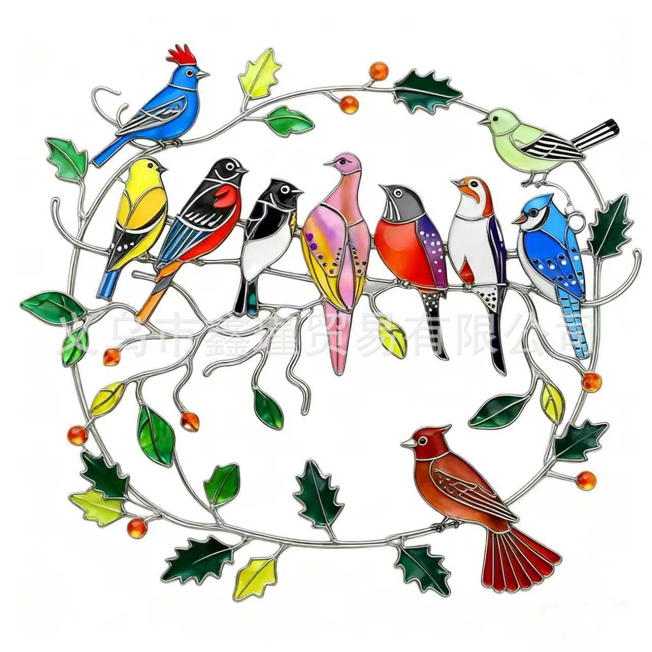 Transfronterizos nuevos pájaros de Navidad atrapador de luz acrílico hogar jardín al aire libre patio decoración colgante colgante image 5