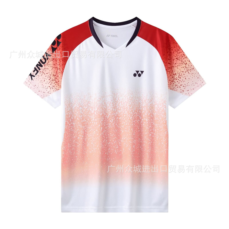 夏の新型yyバドミントン服男女半袖試合服子供通気訓練服速乾運動tシャツ印字|undefined