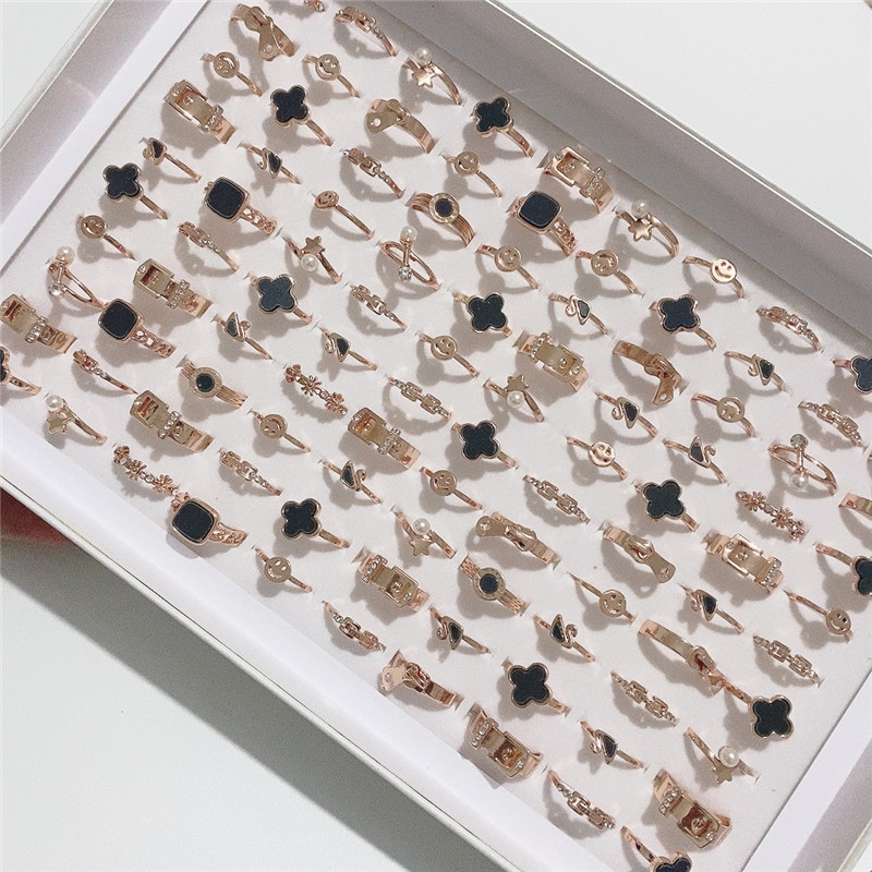 Foreign trade cross-border jewelry wholesale New imitation titanium steel color ring Women's stall 10 yuan store supply