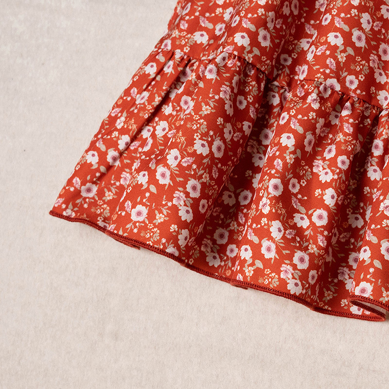 Girls Floral Long Sleeved Princess Dress Floral Autumn Outfit_voghion.com