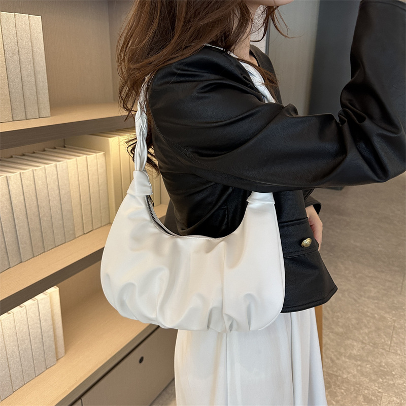 Cloud pleated single shoulder underarm bag with texture for women's 2024 new trendy internet celebrity handbag_senzul.com