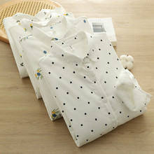 2025冬季新款印花点点加绒加厚女士开衫长袖衬衫批发潮