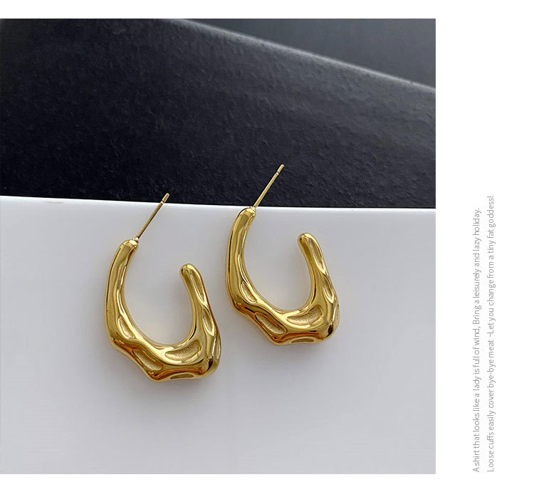 1 Pair Fashion C Shape Irregular Plating Titanium Steel Ear Studs display picture 2