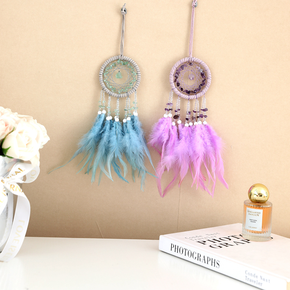 Transfronterizos de automóviles dreamcatcher red colgante bolsas decoración colgante decoración de automóviles plumas pequeños colgantes regalos de vacaciones