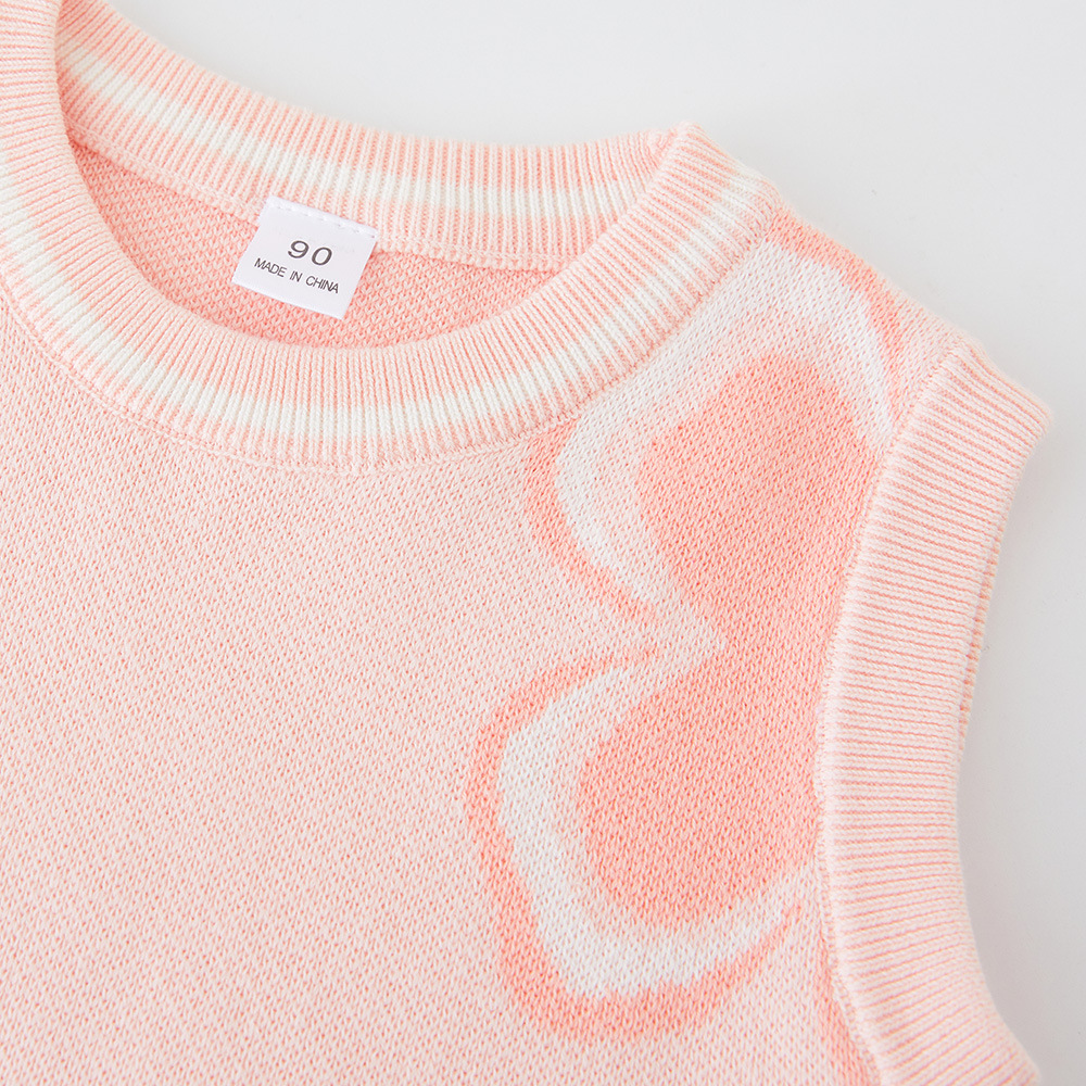 Chaleco de punto jacquard con cuello redondo, chaleco tejido, chaleco infantil, algodón puro, clase A, disponible para dropshipping.