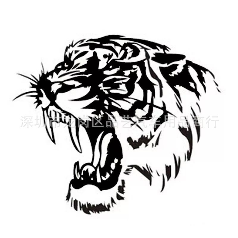 X-300跨境汽车引擎盖车贴 反光老虎头贴纸 个性卡通改装车身贴