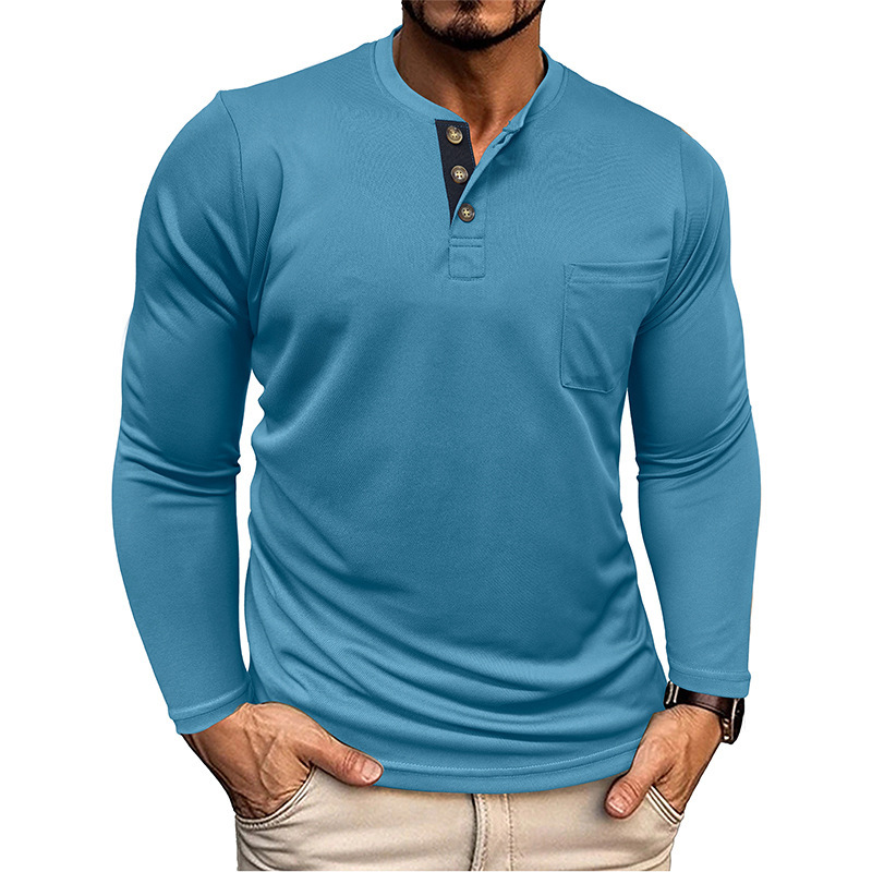 Autumn Men's Henry Shirt Long Sleeve T-shirt 透气凉爽外贸批|undefined
