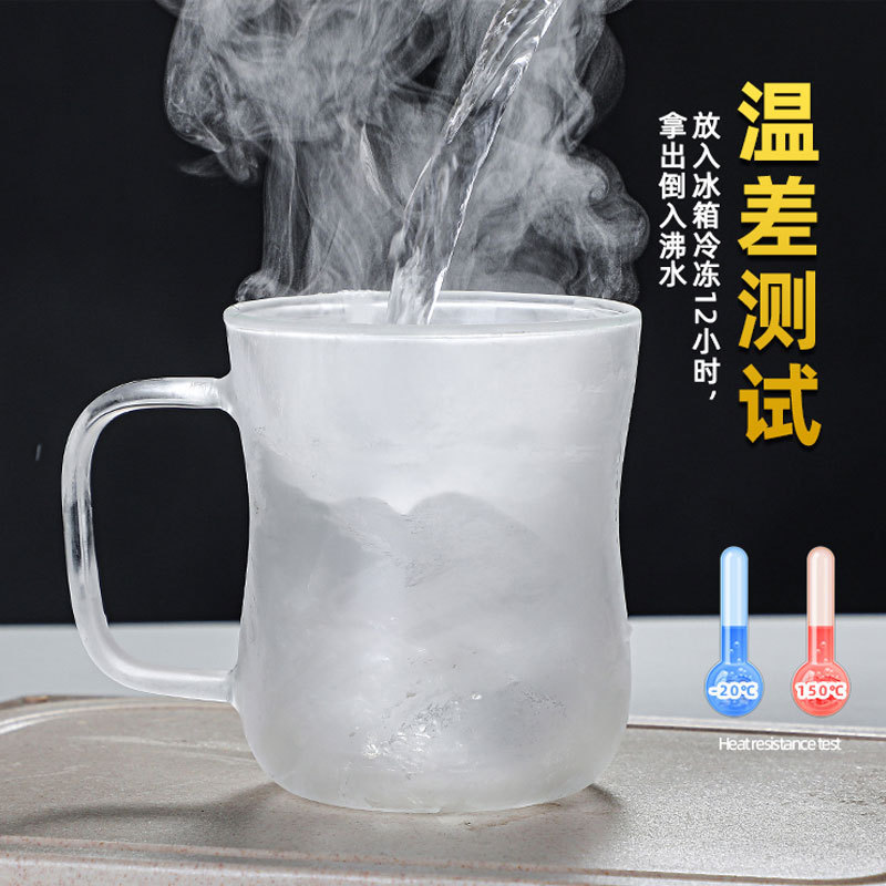 Taza de vidrio de alto silicio de silicio resistente a altas temperaturas, cinta transparente creativa para el té de flores, taza de café de leche, taza de vidrio de doble capa aislante