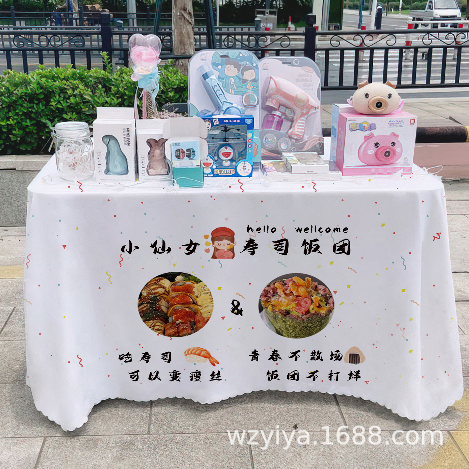 Sushi toal de mesa letrero mercado nocturno gourmet puesto toal de mesa carro publicidad toal de mesa publicidad toal