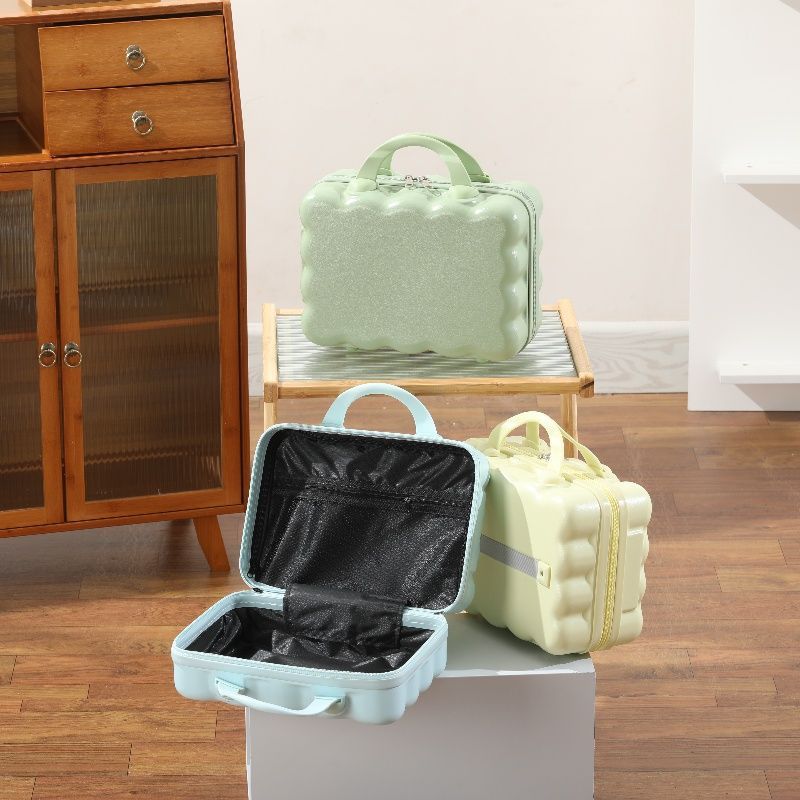Estuche de cosméticos de 14 pulgadas nuevo maleta pequeña linda bolsa de cosméticos portátil portátil portátil mini almacenamiento de equipaje
