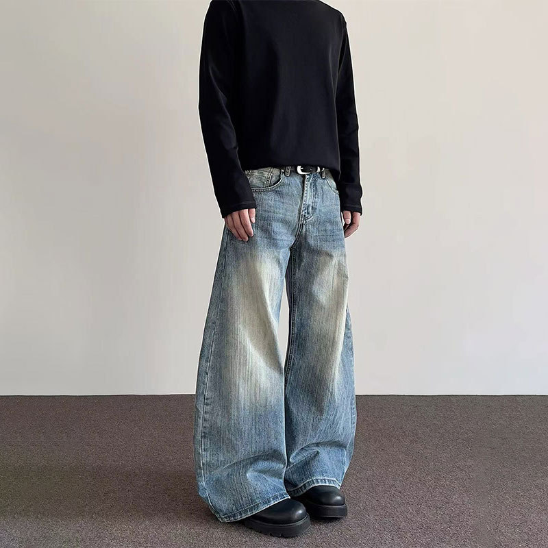 American-style High Street cleanfit Bamboo Dressed Scimitar Jeans Men's 2025 Spring Straight Micro-profile Long Pants