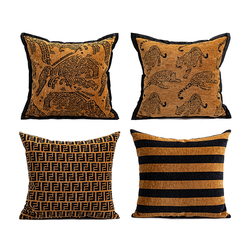 現代のシンプルなレトロなヒョウのジャカードは枕のベッドの上で枕の中古風の民宿のソファーのクッションの抱き枕カバーの卸売りを抱きます。