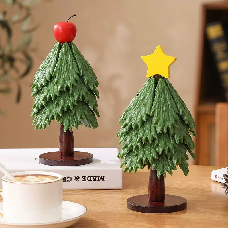Christmas Tree Heat Insulation Mat, High-End Dining Table Decoration, Creative Artificial Tree, Solid Wood Anti-Scalding Pot Mat, Foldable Cup Mat, Bowl Mat