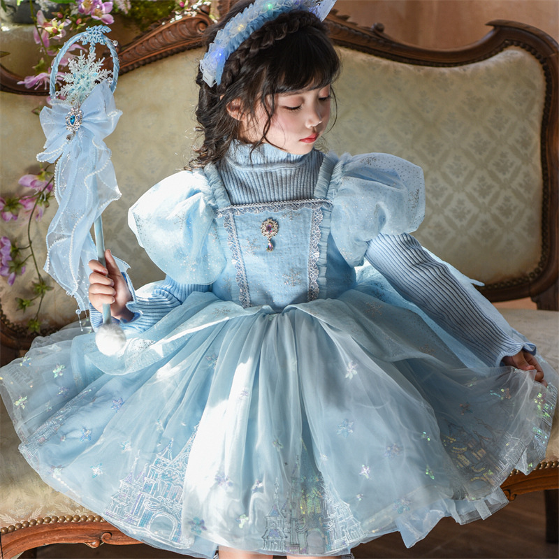 女童爱莎公主裙2025秋冬新款儿童艾莎连衣裙生日礼服蓬蓬裙子|undefined