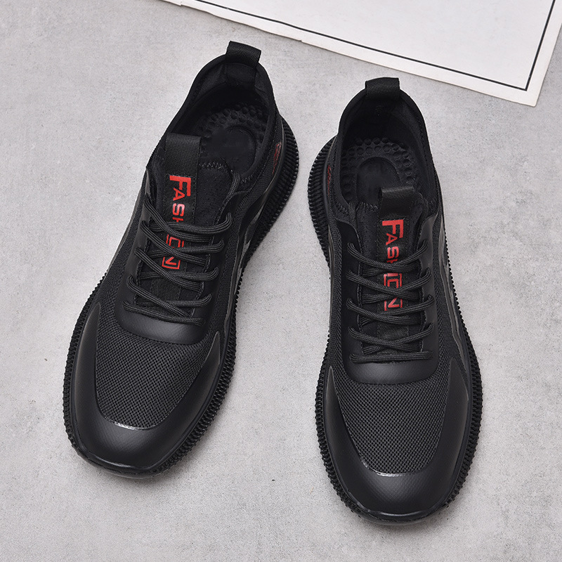 Men's shoes Summer 2023 New mesh breathable men's sports shoes Summer lightweight trend casual black shoes Men