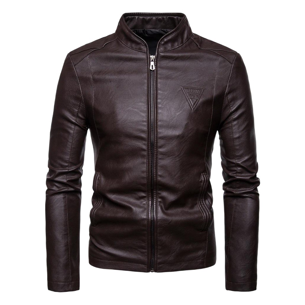 El comercio exterior de AliExpress Amazon otoño y el invierno los nuevos hombres Corea la moda alta calidad del collar soporte chaqueta cuero abrigo