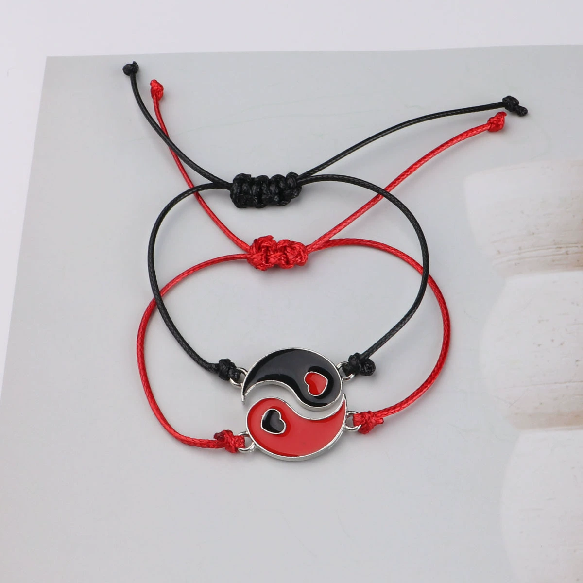Новый тренд красный черный любовь тайцзи сплетни браслет ручной восковая нить пара дружба вязаный браслет