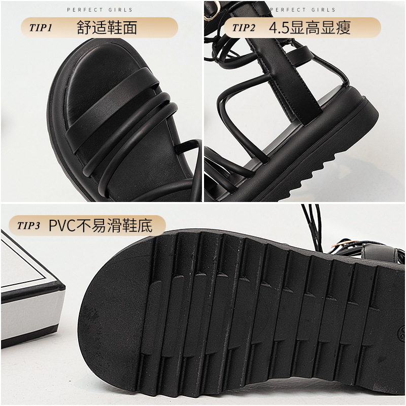 Sandalias romanas Augusden para mujer, novedad de verano 2026, con suela gruesa, de una sola tira, huecas, de caña alta, para playa, estilo INS