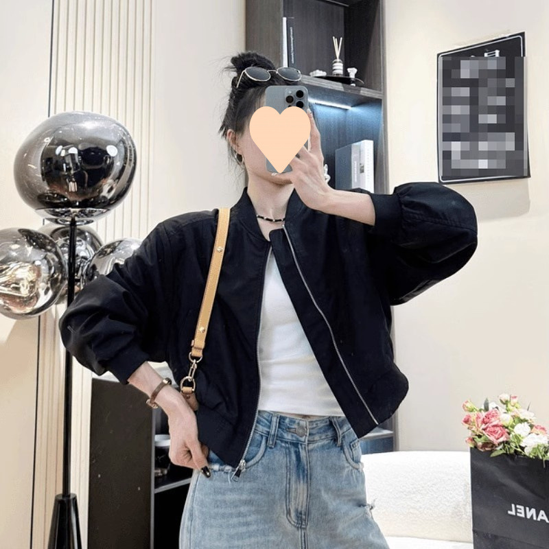 早秋女短款百搭休闲夹克上衣小个子简约时尚立领棒球服运动外套潮|undefined