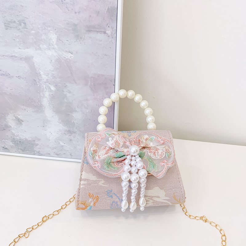 Bolso de hombro para niños caliente exquisito antiguo bolso de cambio para chicas lindas princesas al aire libre bolso de perlas casuales
