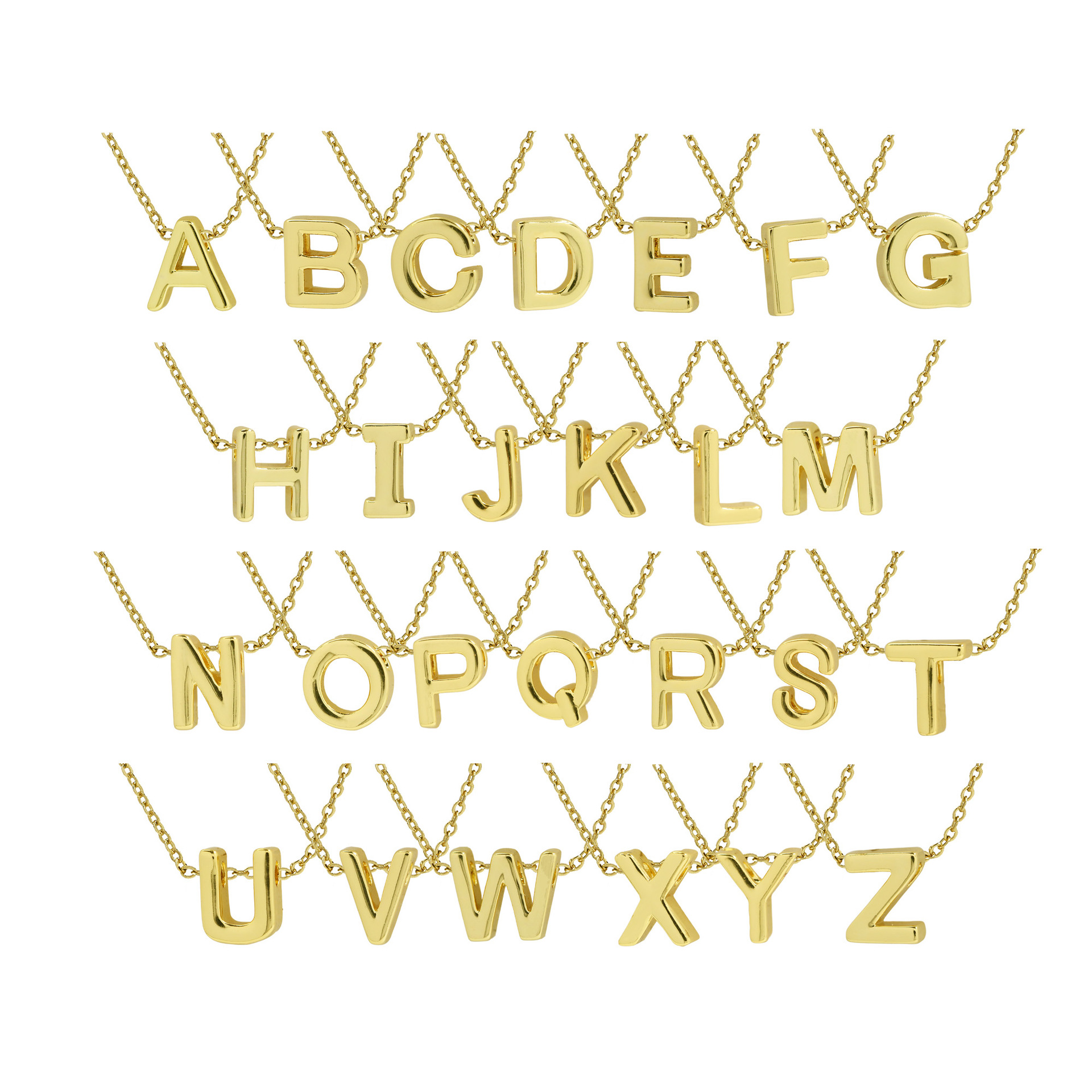 5g Weight Brass Pendant Material Pendant Necklace Classification Brass Chain Material cable chain Chain Type 1 Piece Quantity Daily Occasion Brass Material Letter Pattern Women's Gender Vacation, Simple Style Style Brass Cable Chain Letter Pendant Necklace