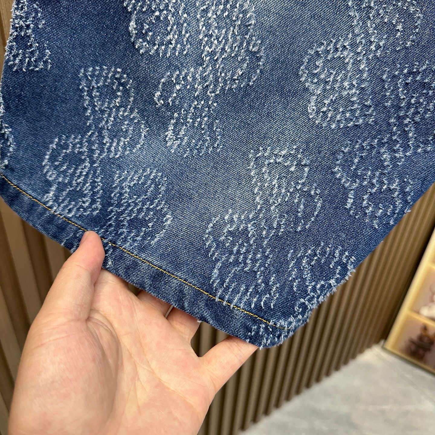 European Luxury Men's Jacquard Denim Shorts High End Summer Fashion Casual Beach Wear Five Point Straight Leg Pants_mkmklike.com