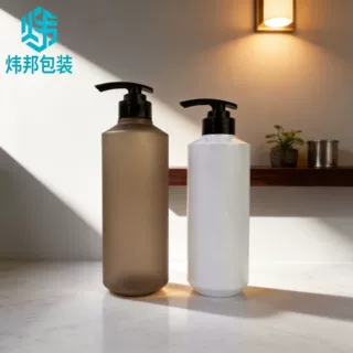 500ml/600ml斜肩按压洗发水瓶 沐浴露瓶护发素瓶 PET化妆品分装瓶