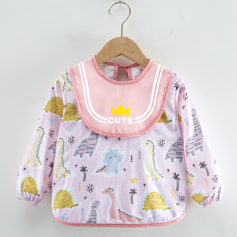 Mono para niños impermeable de manga larga anti-vestirse bebé comiendo ropa delantal bebé mono de bebé babero ropa de protección