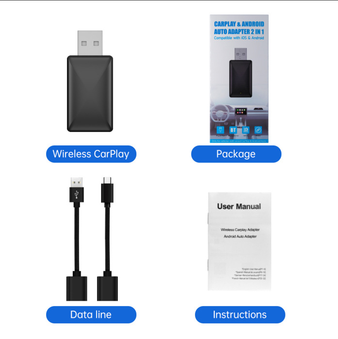 Original car CarPlay upgrade Android smart box A7 Wifi6 dual-band wireless CarPlay interconnection adapter