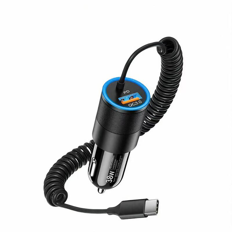 Small Steel Cannon Car Charger Pd38W Car Mobile Phone Charger Suitable for Apple Samsung Ultra-Fast Charging Car Charger with Cable Small Steel Cannon Car Charger Pd38W Car Mobile Phone Charger Suitable for Apple Samsung Ultra-Fast Charging Car Charger with Cable
