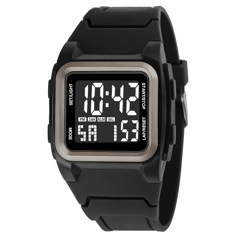 Nuevo cuadrado estudiante digital cronometraje reloj electrónico moda deportes al aire libre montañismo alarma luminoso reloj electrónico