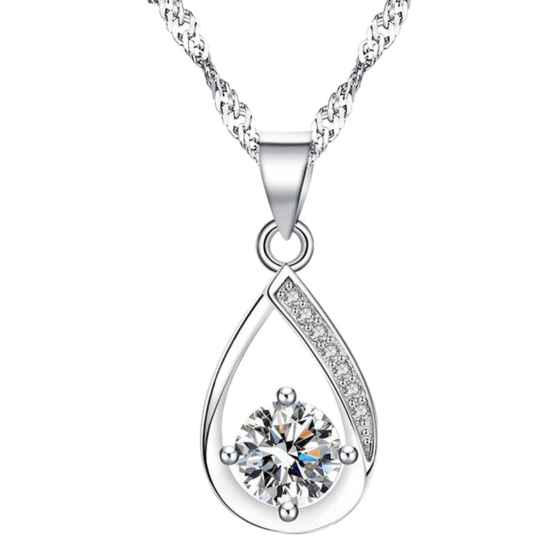 S999 plata pura colgante en forma de gota estilo coreano fresco incrustaciones de ZIRCON joyería ventas directas de la fábrica 2023 Verano