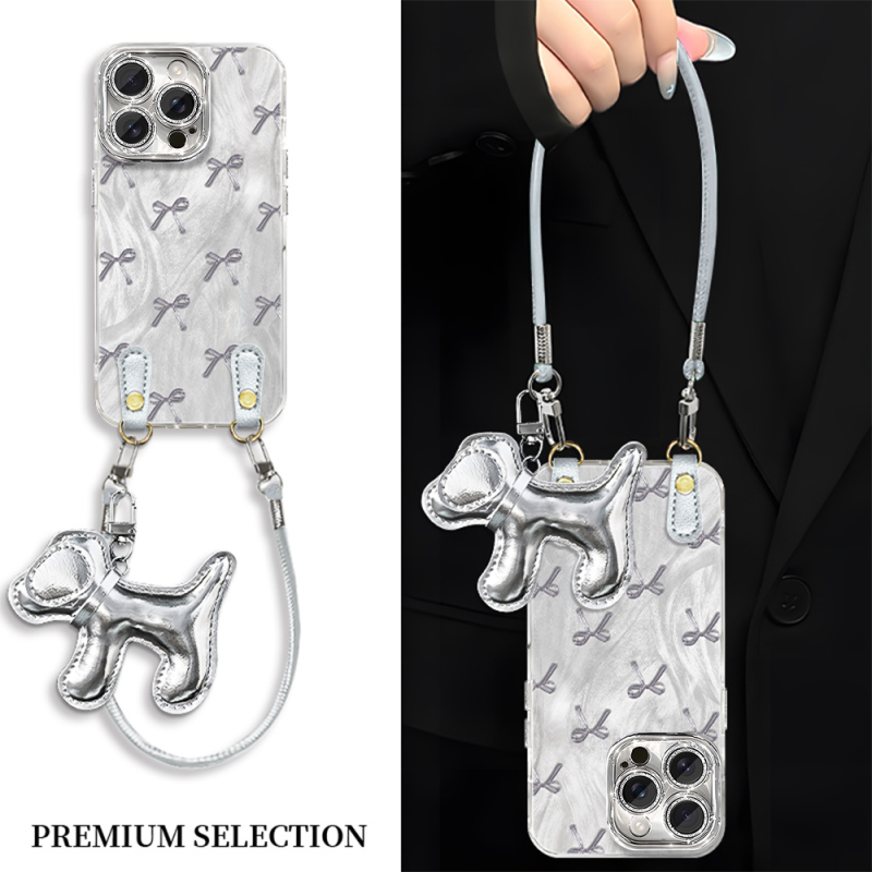 金属感蝴蝶结挂绳适用苹果17promax手机壳女iPhone1615新潮手机壳|undefined